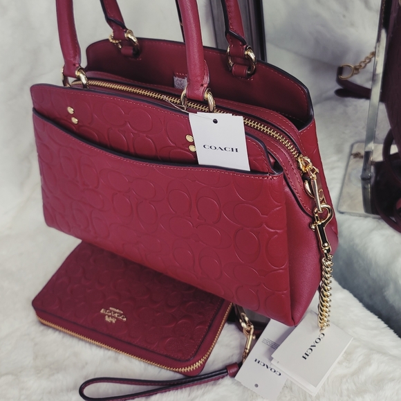 SALE 1 DAY Coach 2 PCS SET Signature Leather Bag Wallet NWT - Picture 5 of 16